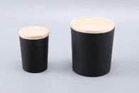 Ματ μαύρο βάζο κεριών γυαλιού 100ML 200ML 440ML με τα σκοτεινά ξύλινα καπάκια